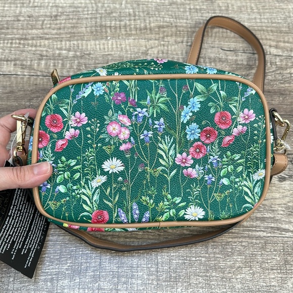 NWT HSN IMAN Global Chic Floral Print Crossbody Bag Green - Picture 4 of 7